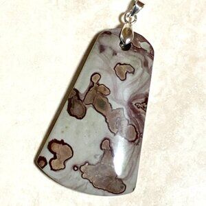 Natural Polychrome Jasper Pendant, Genuine Green Brown Gemstone